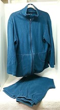 Norm Thompson Cotton Blend Med Blue Women&#39;s Large Zip Front Jacket &amp; Pant - £15.57 GBP