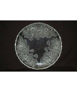 Rose Pearls by Home Beautiful 14&quot; Deep Round Platter Frosted Roses Clear... - £31.06 GBP