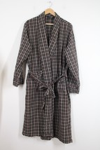 Vtg Bill Blass Menswear One Size Black Check Textured Cotton Belted Robe - $31.15