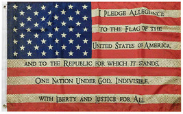 Usa Pledge Of Allegiance Vintage Tea Stained 100D 3X5 3&#39;X5&#39; Trump Flag Banner - £19.17 GBP