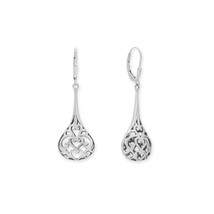 Silver Heart Filigree Puffed Drop Shape 925 Sterling Silver Lever back Earrings - £70.65 GBP