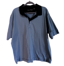 Kenneth Roberts Navy Blue Polo Shirt Men&#39;s XL Striped Polo 100% Cotton - £9.54 GBP