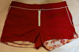 HAWAIIAN Print Red Reversible Shorts Womens Low Rise Shortie 29&quot; x 2.25&quot; Inseam - £11.40 GBP