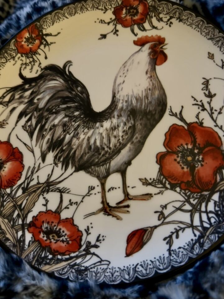 Cracker Barrel Susan Winger Rooster Salad Plate 8.5”Multicolor BNEW Beau... - $19.51