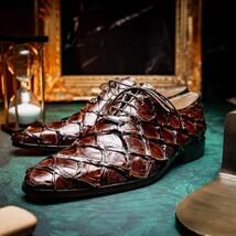 Olivieri Genuine Pirarucu Skin Classic Dress Shoes Brown image 8