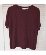 Alfred Dunner Sweater Size Large Wine Color Diamond Pattern Acrylic USA ... - £11.75 GBP