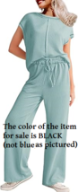 Womens Lounge Set Casual Cap Sleeve Pullover Top Matching Drawstring Wid... - $19.75