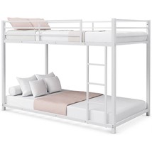 Twin over Twin Low Profile Modern Bunk Bed Frame in White Metal Finish - $7,789.12 MXN