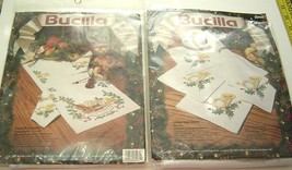  LOT of 2 Bucilla Christmas Music Cross Stitch Kits Table Runner &amp; 8 Nap... - $45.99