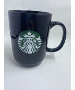 STARBUCKS BLACK CERAMIC GLOSSY COFFEE MUG CUP GREEN MERMAID LOGO 2021 15... - £9.31 GBP