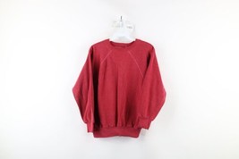 Vintage 70s Streetwear Womens Medium Faded Blank Crewneck Sweatshirt Red... - £38.62 GBP