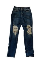JUDY BLUE Womens Jeans BOYFRIEND FIT Medium Wash Distressed Flannel Knee... - £24.85 GBP