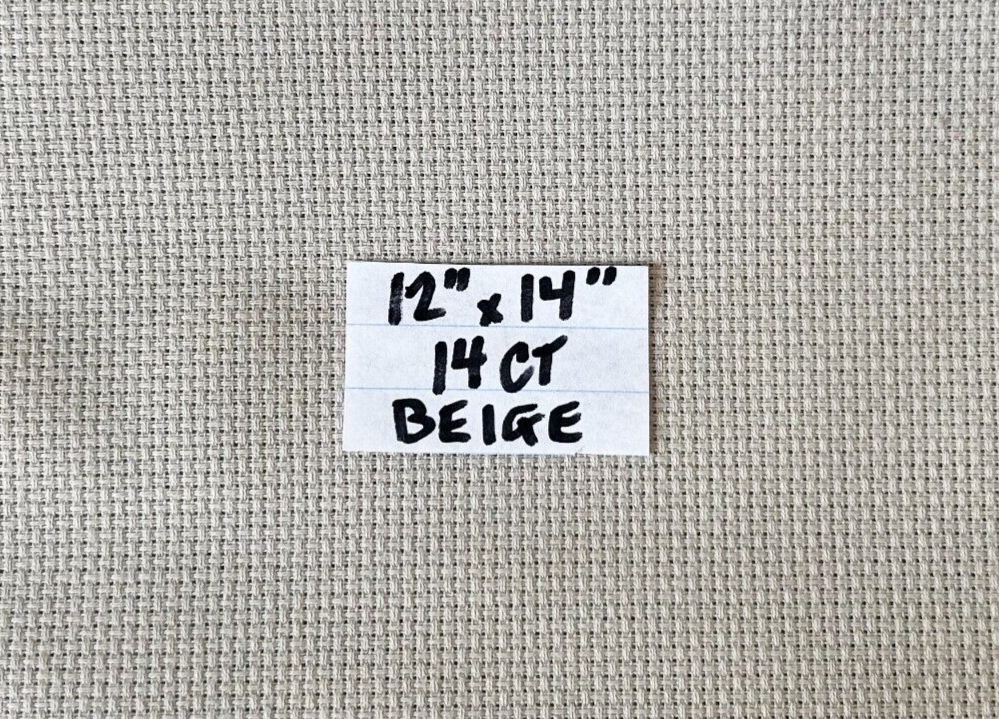 Beige 14 Count Aida Cross Stitch Fabric - 12&quot; x 14&quot; 100% Cotton - $5.65