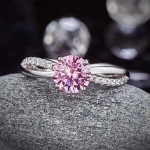 1.25Ct Round Pink Created Diamond Split Cross Band Wedding Ring 14K Gold Finish - £58.76 GBP