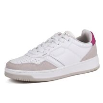 JABASIC Women Leather Platform Sneakers Lace-Up White/Sky Blue Size 7 - $500.38 MXN