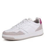 JABASIC Women Leather Platform Sneakers Lace-Up White/Sky Blue Size 7 - $500.38 MXN