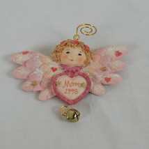 Mom 1998 Heirloom Collection Christmas Ornament Pink Angel Carlton Cards 4&quot; x 3&quot; - £6.29 GBP