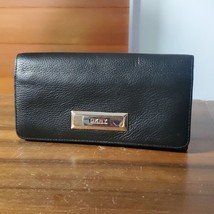 Donna Karen New York DKNY Wallet Black Pebbled Leather Continental Snap Zipper - £27.87 GBP