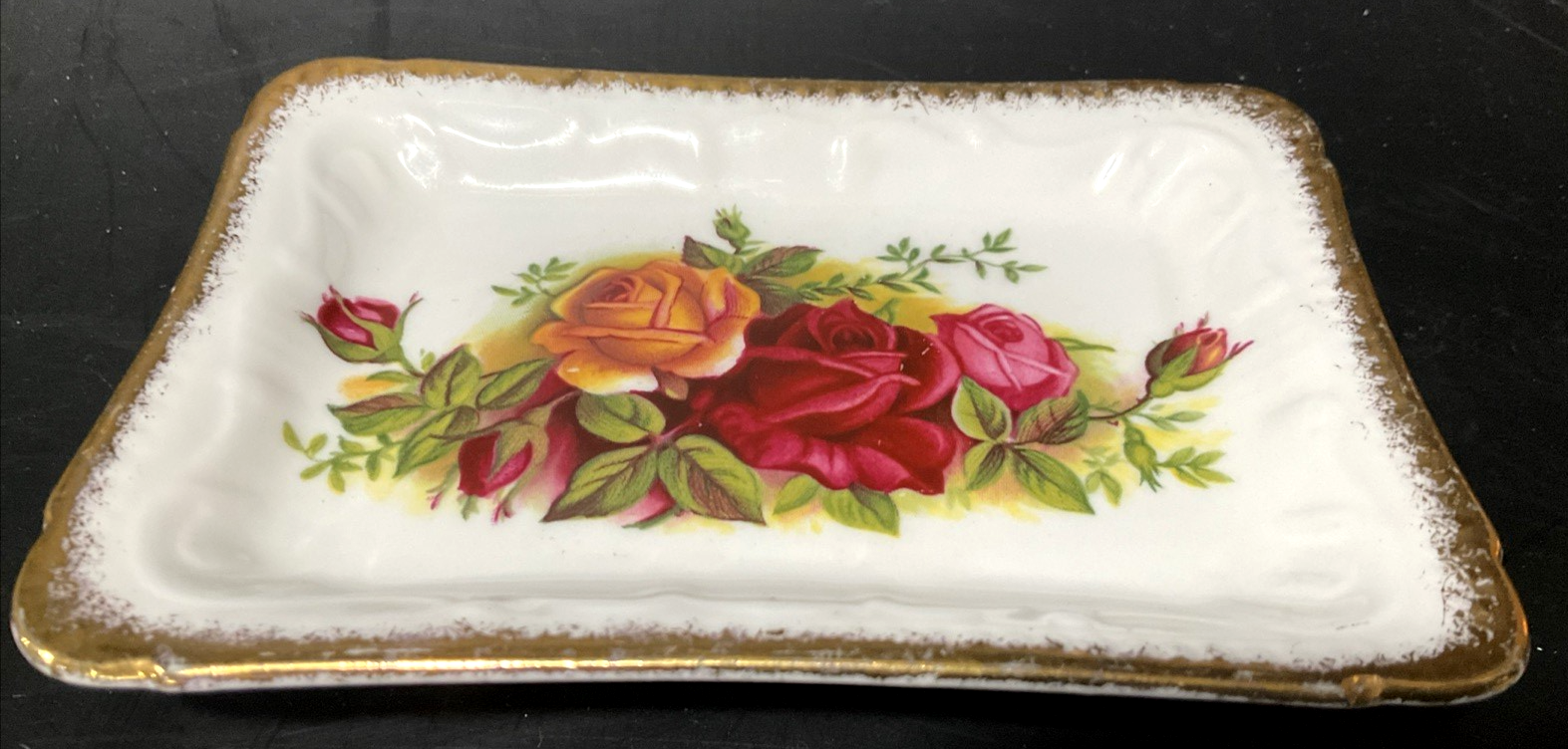 OLD COUNTRY ROSES Small Rectangular Tray 4&quot; x 5&quot; Soap Dish Trinket Bon Bon - $14.84