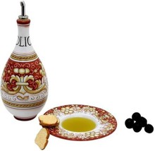 Olive Oil Bottle VARIO DELUXE Deruta Majolica Antique Red Ceramic Hand-Painted - £219.46 GBP