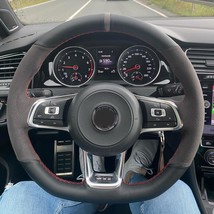 Custom Steering Wheel Cover For Volkswagen Vw Golf R Mk7 Golf 7 Leather ... - £29.12 GBP