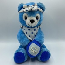 12&quot; VINTAGE 1990 NANCO BLUE BERRY JAMIN TEDDY BEAR STUFFED ANIMAL PLUSH ... - £8.86 GBP