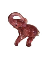 Lenox Art Glass Elephant Miniature Figurine Pink wth White Swirl 3.5&quot; - £30.44 GBP