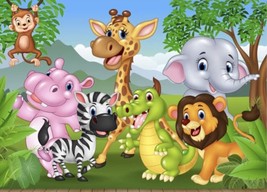 Cartoon Animals Zoo Photography Backdrop for Kids, Birthday Parties/Pictures NEW - £23.73 GBP
