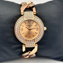 GRUEN II Rose Gold Crystals Women’s Quartz Watch Working New Battery - $219.04 MXN