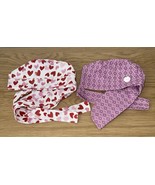 2 Ponytail Scrub Caps, Pink &amp; Red Hearts and Pink Geo Print, Crazy For S... - $17.82