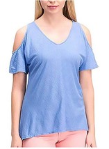 Calvin Klein Women Cold Shoulder Top, BLUE, Large - $15.84