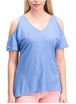 Calvin Klein Women Cold Shoulder Top, BLUE, Large - £12.63 GBP