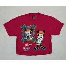 Mickey Unlimited Womens Cropped Graphic Shirt Size S Minnie Aloha Cotton... - £12.63 GBP