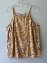 Old Navy Sz L Halter Yellow Floral Tank Top Square Neck Camisole Pullover - $188.92 MXN