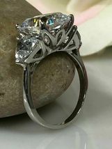 3.55Ct Cushion Cut Diamond Three-Stone Engagement Ring 14K White Gold Finish - £73.78 GBP