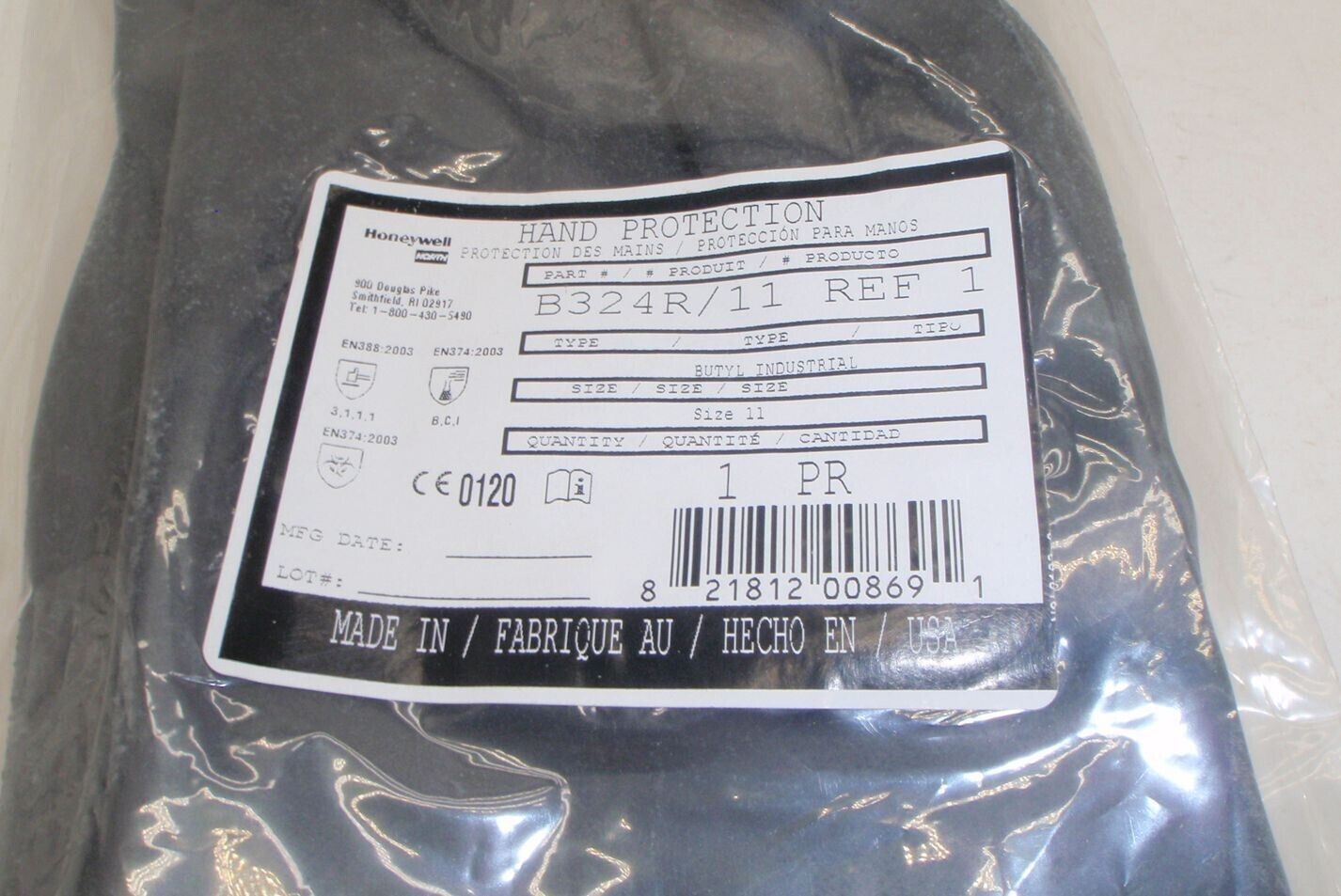 Honeywell North Butyl Chemical Resistant Gloves 32 mil Size 11 B324R/11 ... - $17.99