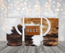 Personalized Cowhide Design 12oz 2 in 1 Stainless Steel Dual Lid Sippy Cup - £14.15 GBP