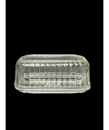 Clear Glass Butter Dish Food Saver Stamped Refrigerator Dish Vintage Oblong - $26.18