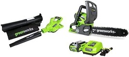 Greenworks 40V Leaf Blower and Chainsaw Combo Kit,2.0Ah Battery and Charger - $332.99