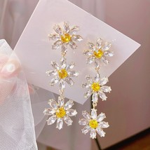 Recommend Exquisite And Beautiful Inlaid Zircon Flowers Dangle Earrings Girls Ea - £7.82 GBP