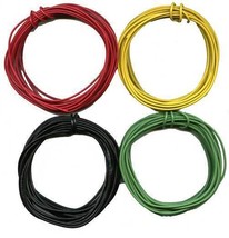 40&#39;- 10&#39; ea. Black GREEN YELLOW RED 22 Gauge Stranded Wire HO Scale Gauge Trains - £14.97 GBP