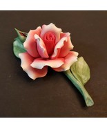 Capodimonte Rose Figurine Bisque Porcelain Beautiful Pink White Floral D... - €30,01 EUR