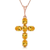 1.5 Carat 14K Solid Rose Gold Cross Gemstone Necklace Natural Citrine 14&quot;-24&quot; - £311.25 GBP