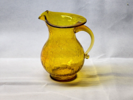 Vintage Pre-1970 FENTON Honey Gold Amber 6&quot; CRACKLE GLASS Flared Pitcher... - $596.41 MXN