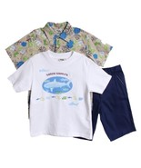 Boy&#39;s Tropical SharkThree-Piece Set, 2 Short-Sleeved Shirts and Shorts, ... - $182.12 MXN