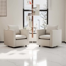 Modern Beige Armchair Set 2 - Comfy Decorative Sofa for Bedroom/Reading - $331.99