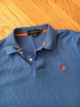 U.S. POLO ASSN Men&#39;s MEDIUM Light Blue w/Orange Polo Rugby Shirt - £9.43 GBP