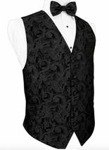 Black Silk Tapestry Tuxedo Vest and Bowtie Size 5Xlarge - $147.00