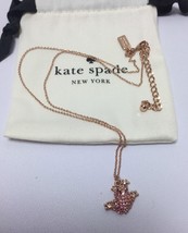 KATE SPADE Swamped Pave Frog Pendant Necklace Rose Gold Plated New - £39.02 GBP