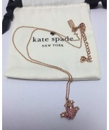 KATE SPADE Swamped Pave Frog Pendant Necklace Rose Gold Plated New - £38.95 GBP